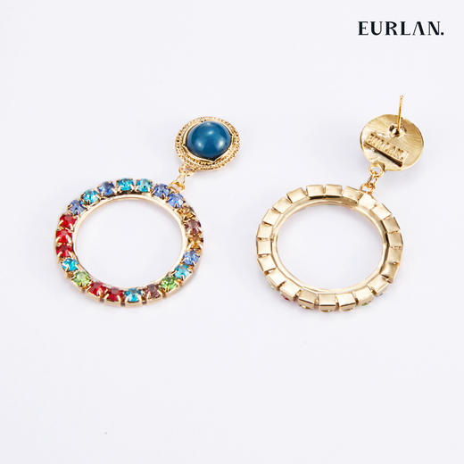 EURLAN.  B系列 彩钻耳环  经典蓝 商品图1