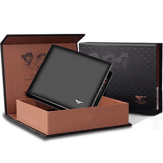 七匹狼 男士钱包短款 商务休闲男式两折牛皮皮夹 横款卡包 黑色/咖色 商品图1