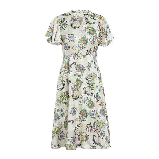 EITIE爱特爱夏季新款时尚清新飞飞袖V领收腰A摆印花连衣裙女B2007414 商品图4