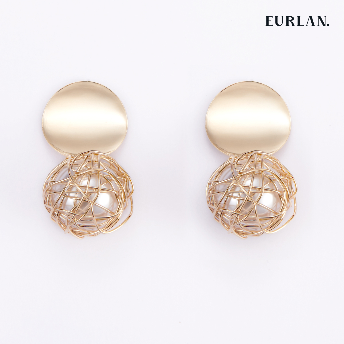 EURLAN.  D系列 幸运球耳环 金色