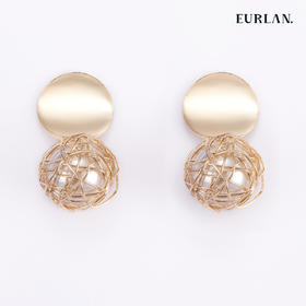 EURLAN.  D系列 幸运球耳环 金色