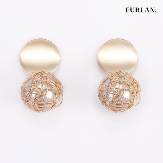 EURLAN.  D系列 幸运球耳环 金色 商品图0