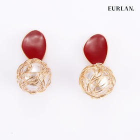 EURLAN.  D系列 幸运球耳环 红色