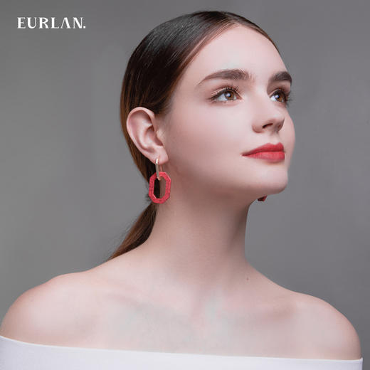 EURLAN.  C系列 耳环连环扣红 商品图2