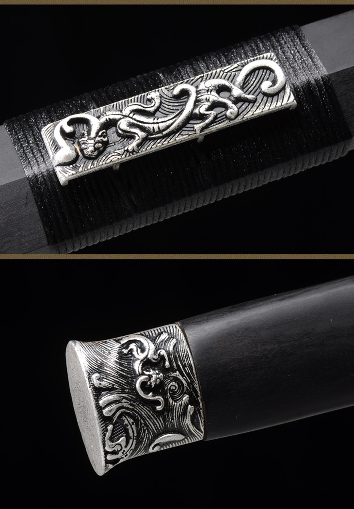 螭龙小汉剑八面汉剑龙泉短剑花纹钢汉剑龙泉沈广隆宝剑未开刃