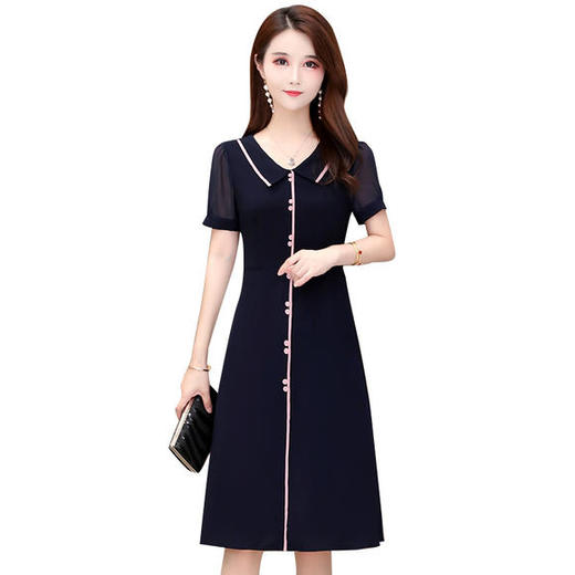 QYM-OS-20LY50新款优雅气质修身显瘦娃娃领连衣裙 商品图4