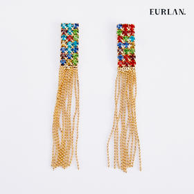 EURLAN.  B系列 彩钻 气质流苏耳环