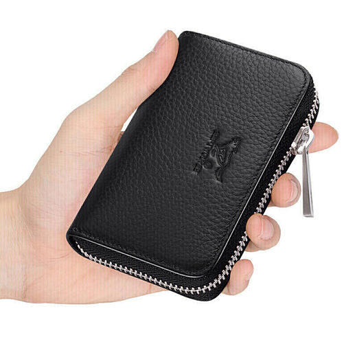 七匹狼 男士风琴卡包名片夹多功能钱包男卡套 男女牛皮卡片夹证件包 3A3064221-01黑色 商品图0
