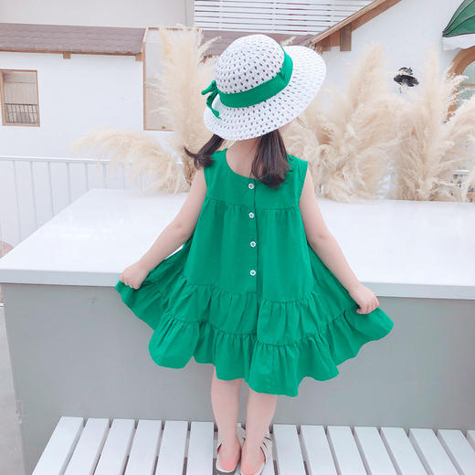 DL-（今日送帽子）韩国童装网红女童洋气新款大裙摆纯色公主裙连衣裙 商品图2