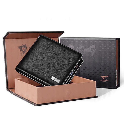 七匹狼 男士商务休闲短款钱包 男式头层牛皮卡包多功能时尚钱夹3A1313113-01黑色 商品图1