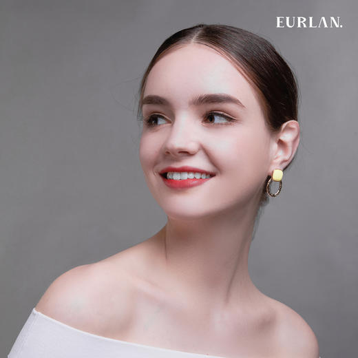 EURLAN.  C色彩系列 耳环 椭圆黄 商品图3