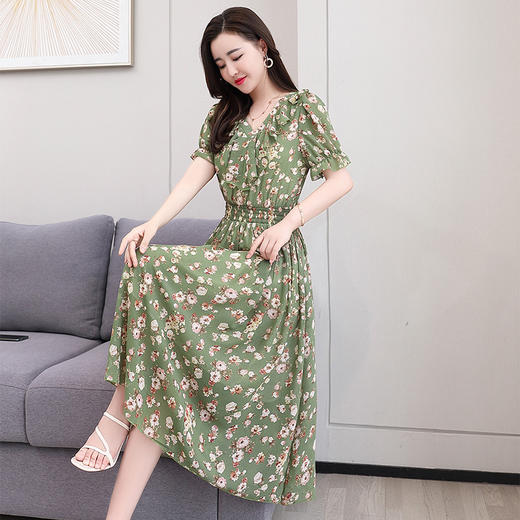 WZNH-WX33039夏新款韩版时尚气质优雅修身过膝中长款连衣裙 商品图3