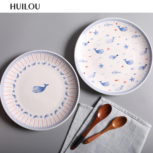 【盘子】创意圆形陶瓷盘子 卡通餐具果盘 家用菜盘早餐盘 碗盘碟 商品图0