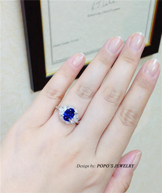 【每日特选】Pt900铂金皇家蓝蓝宝石钻石戒指 6-11- 商品图3