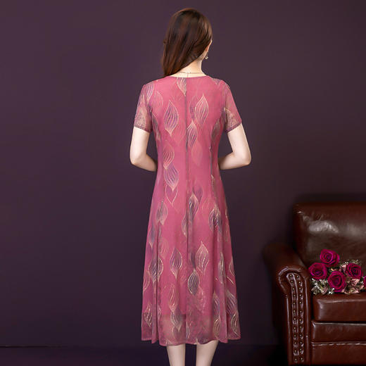 LFJR-8339实拍阔太太短袖洋气高档连衣裙 商品图2