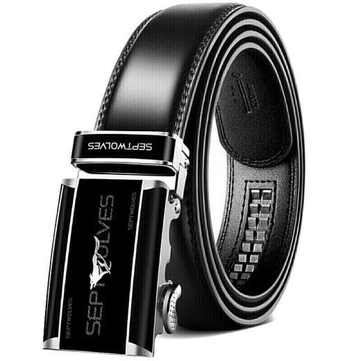 七匹狼男士皮带 商务潮流牛皮中青年腰带自动扣休闲裤带WA20001j黑色 商品图0