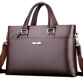 七匹狼（SEPTWOLVES）男包男士单肩包商务公文包斜跨手提包电脑包 头层牛皮啡色/黑色 可选
