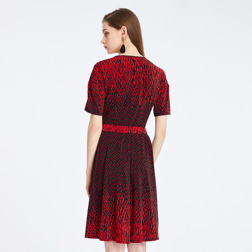 QF85D斯尔丽瑟俪2020年夏季新品收腰V领短袖针织印花连衣裙 商品图2