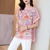 ML-2315002蝙蝠袖真丝桑蚕丝衬衫时尚印花短袖宽松遮肉 商品缩略图2