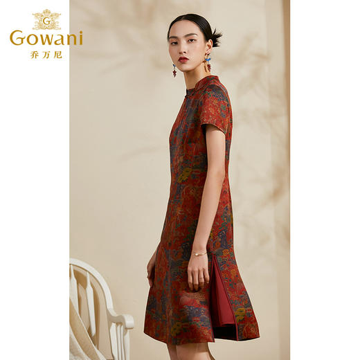 【仙鹤云雾花】【香云纱】乔万尼桑蚕丝连衣裙女气质显瘦复古端庄真丝裙中长款夏季ES2E109 商品图1