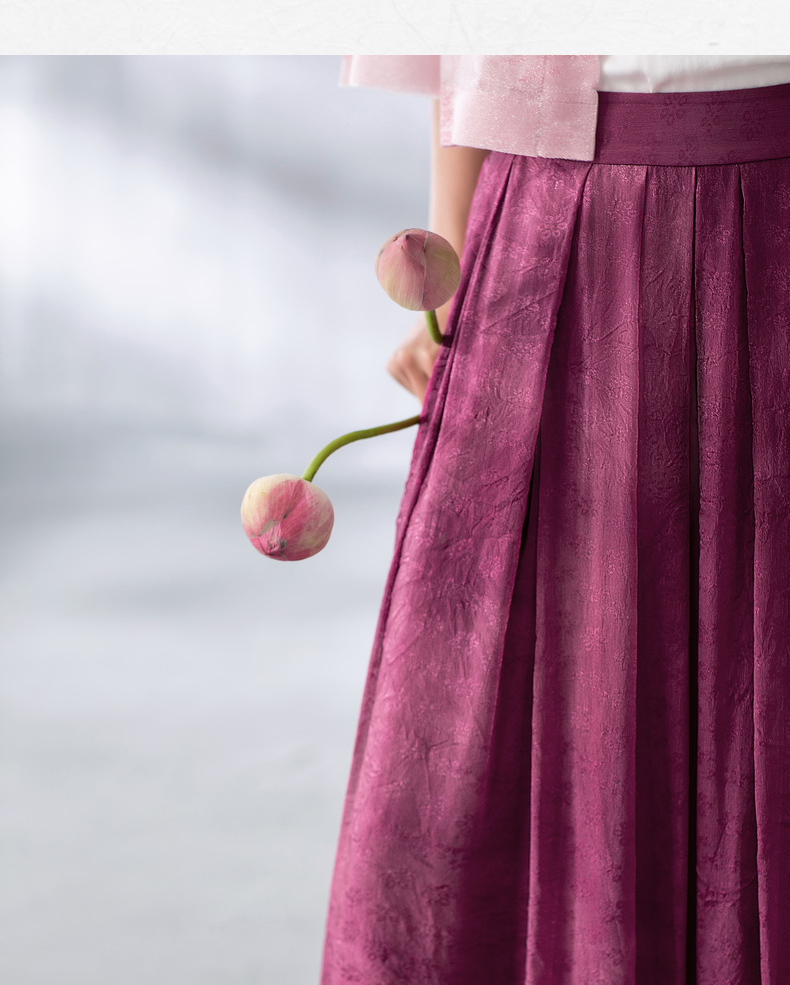 林栖设计小店2020秋季新款石榴红百褶裙子中长款气质a字半身裙女百搭