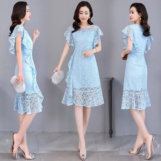 Q-HBLJR8136夏季中长款纯色优雅时尚修身显瘦款连衣裙 商品图0