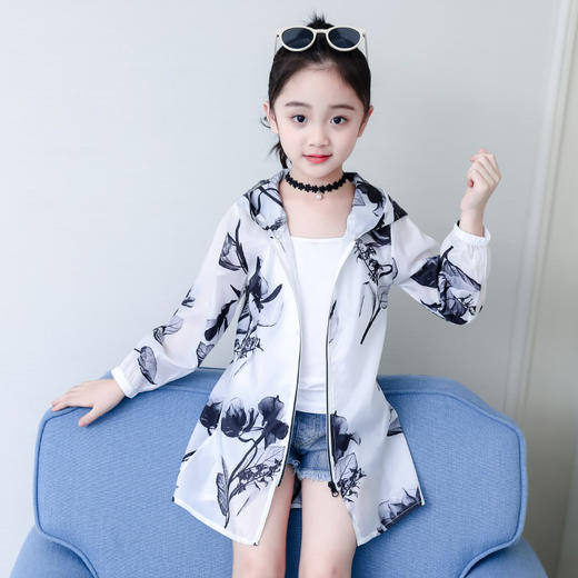 HGY-82100新款精品童装  儿童女大童防晒服外套夏季防晒衣中长款 商品图3