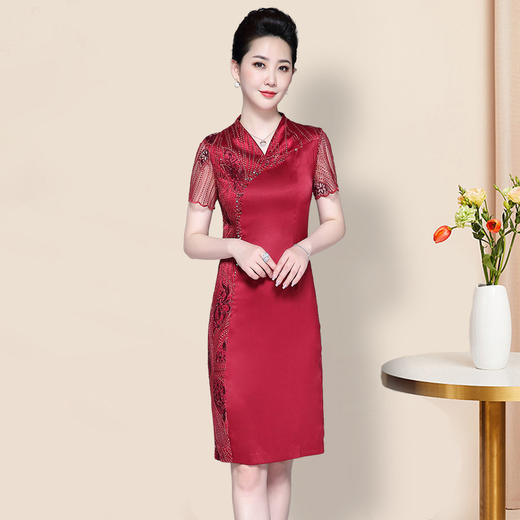 LC-1965新款夏季中年洋气高贵年轻婆婆礼服裙子 商品图3
