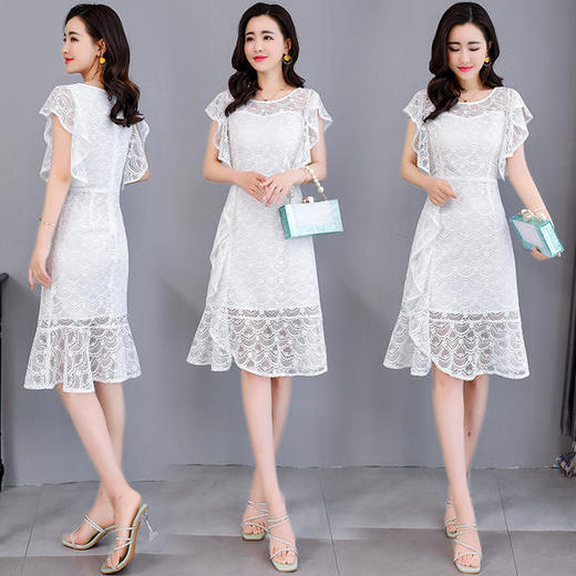 Q-HBLJR8136夏季中长款纯色优雅时尚修身显瘦款连衣裙 商品图2