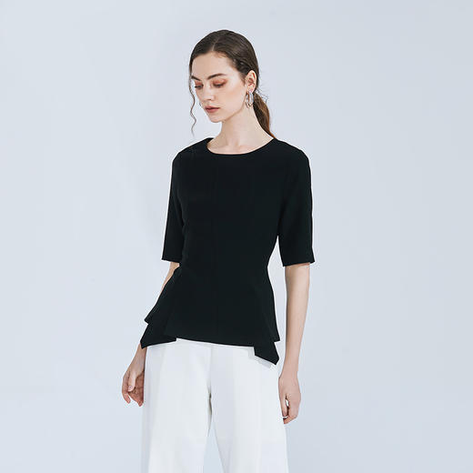 EITIE爱特爱女装春夏五分袖套头修身百搭显瘦上衣T恤5713405 商品图2