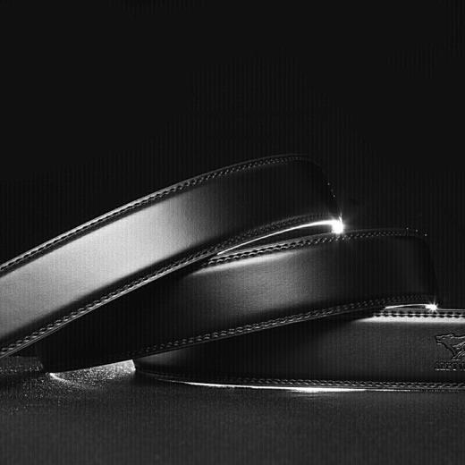 七匹狼 皮带男士无头皮带条自动扣腰带皮带身 男款无扣牛皮带身不带头M77821A744-01黑色 商品图2