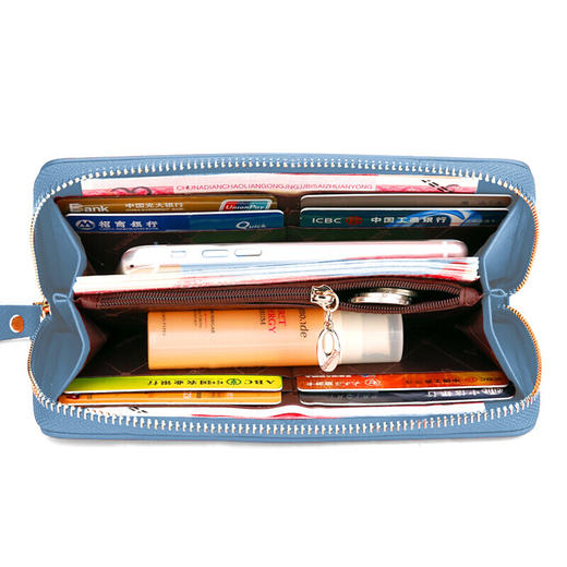 七匹狼SEPTWOLVES钱包 女士手包时尚牛皮长款手拿包多功能横款手抓包 魅力杏/时尚红/优雅蓝 三色可选 商品图7