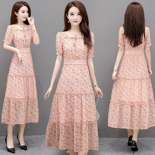 AYY-AM-LYFE62新品中长款显瘦仙女超仙森系短袖碎花连衣裙 商品图1
