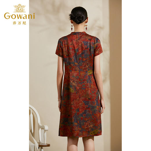 【仙鹤云雾花】【香云纱】乔万尼桑蚕丝连衣裙女气质显瘦复古端庄真丝裙中长款夏季ES2E109 商品图3