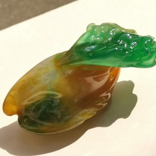 收藏级老坑黄加绿翡翠挂件 商品图0