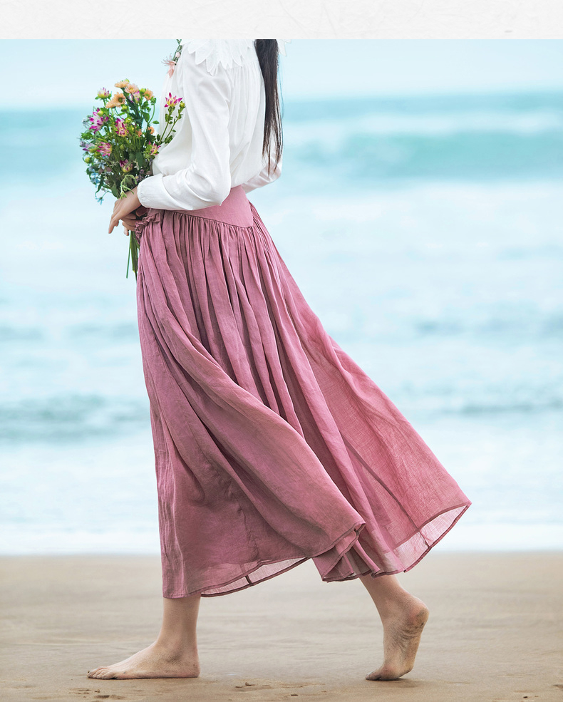 石榴红绣花太阳裙复古百搭伞裙中长款半身裙生活在左2020秋季新款