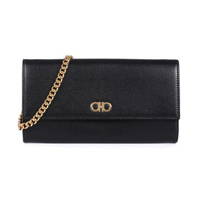 Salvatore Ferragamo/菲拉格慕 女士黑色牛皮压纹单肩斜挎休闲包FG2925704599