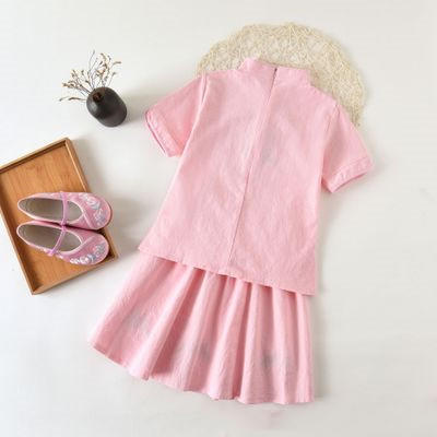 HGY-8635新品绣花款玫瑰套裙 女童民族风旗袍复古版 商品图3