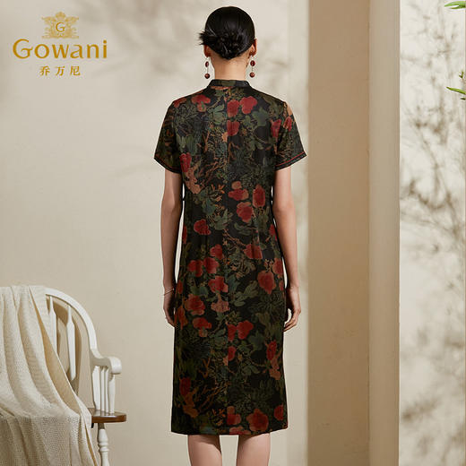 【香云纱】乔万尼真丝桑蚕丝连衣裙女夏季收腰显瘦印花长裙ES2E117 商品图3