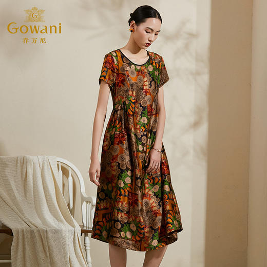 乔万尼连衣裙新款夏季真丝桑蚕丝长裙宽松印花ES2E153 商品图1