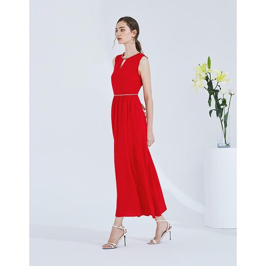 EITIE爱特爱女装夏季镂空V领钉珠钻饰礼服长裙连衣裙5777408 商品图1