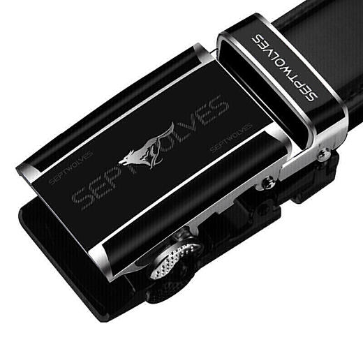 七匹狼男士皮带 商务潮流牛皮中青年腰带自动扣休闲裤带WA20001j黑色 商品图2