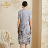 乔万尼新款夏装女气质印花中国风宽松直筒真丝桑蚕丝连衣裙ES2E110 商品缩略图3