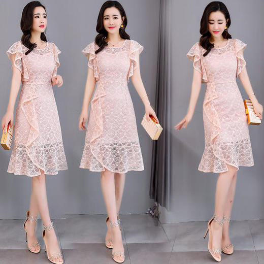 Q-HBLJR8136夏季中长款纯色优雅时尚修身显瘦款连衣裙 商品图1