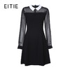 EITIE爱特爱女装秋款时尚通勤洋气镂空网纱拼接翻领收腰连衣裙女C2007504 商品缩略图9