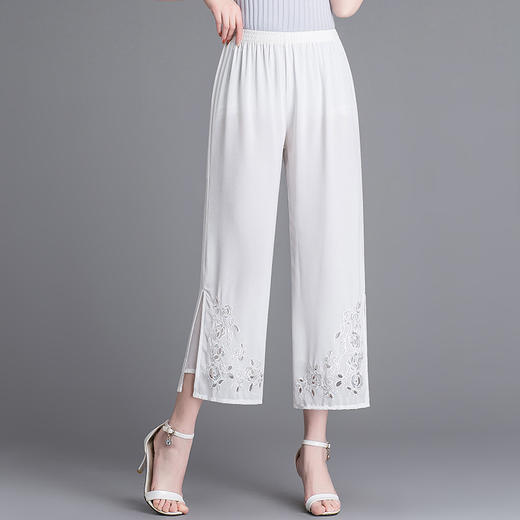 YMS-1909妈妈夏装阔腿裤 中老年松紧腰大码薄款九分裤 商品图0