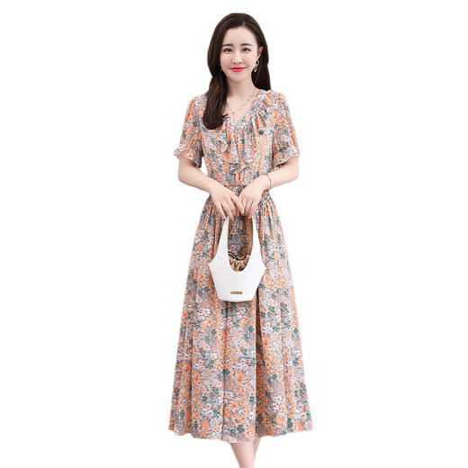 WZNH-WX33039夏新款韩版时尚气质优雅修身过膝中长款连衣裙 商品图4