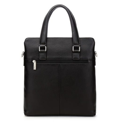 七匹狼男士皮包手提单肩包竖款手拿商务斜挎包真牛皮休闲文件包男包 新款 黑色竖款1A4964112-01 商品图2