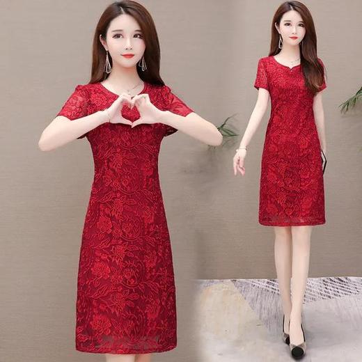 YWE-JLNH-A201 绣花中长款时尚修身气质优雅连衣裙 商品图1