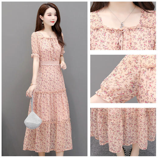 AYY-AM-LYFE62新品中长款显瘦仙女超仙森系短袖碎花连衣裙 商品图3